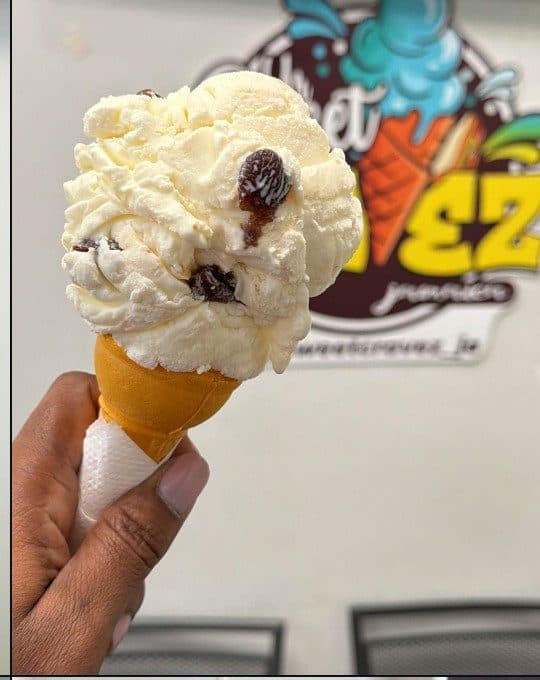 Devon House soft ice cream cone with raisins